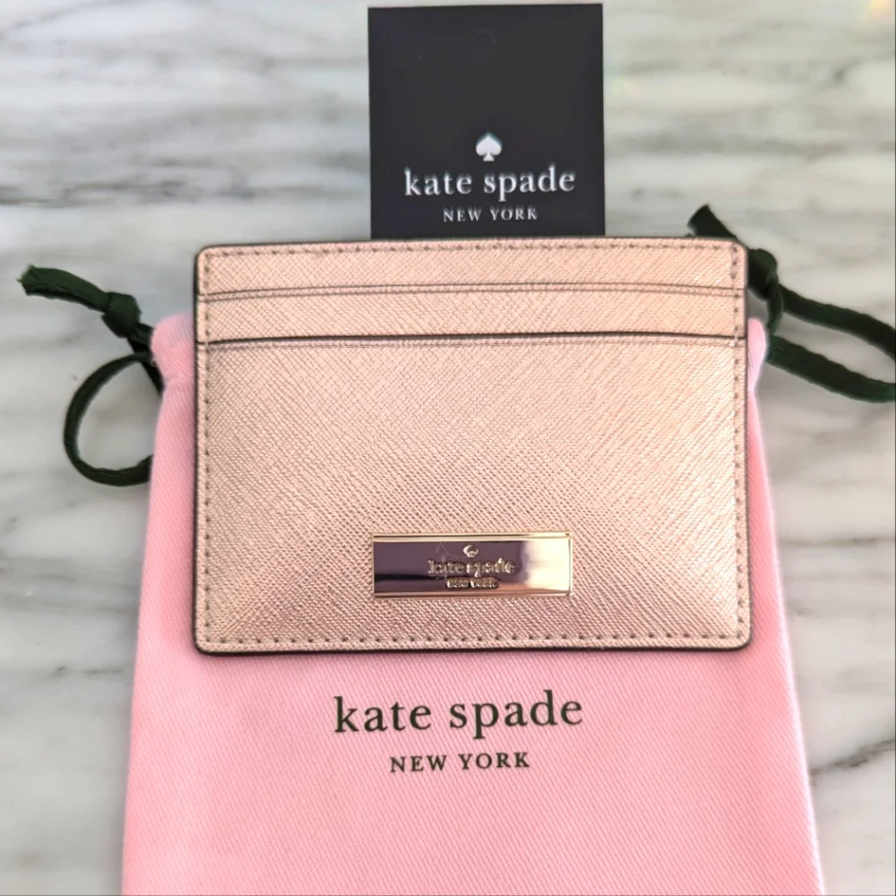 NWT Kate Spade Limited Edition Kenzie Saffia Cardholder Metallic Rose Gold